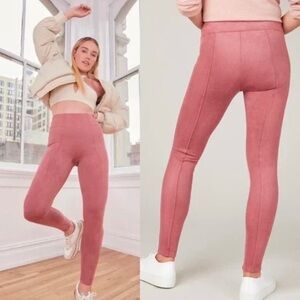 Spanx Faux Suede Leggings Rich Pink Tan Women’s Size XS